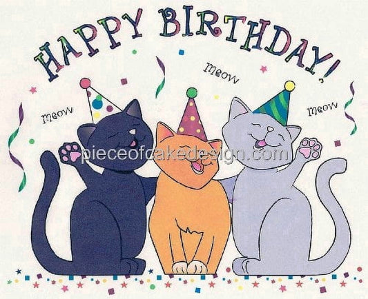 Happy Birthday Cats Birthday Edible Image Icing Cake Topper for Quarter Sheet Cake, by TNCT