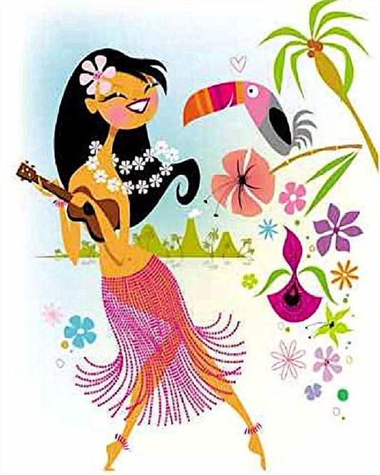 Hawaiian Luau Girl Birthday Edible Image Icing Cake Topper for Quarter Sheet Cake, by TNCT