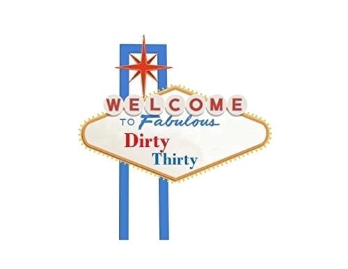 Las Vegas Dirty Thirty Birthday Edible Image Icing Cake Topper for Quarter Sheet Cake, by TNCT