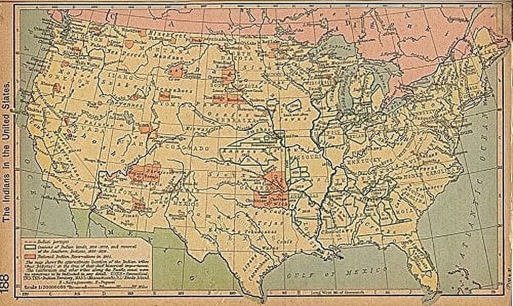 Vintage US Indians Map Edible Image Icing Cake Topper for Quarter Sheet Cake, by TNCT