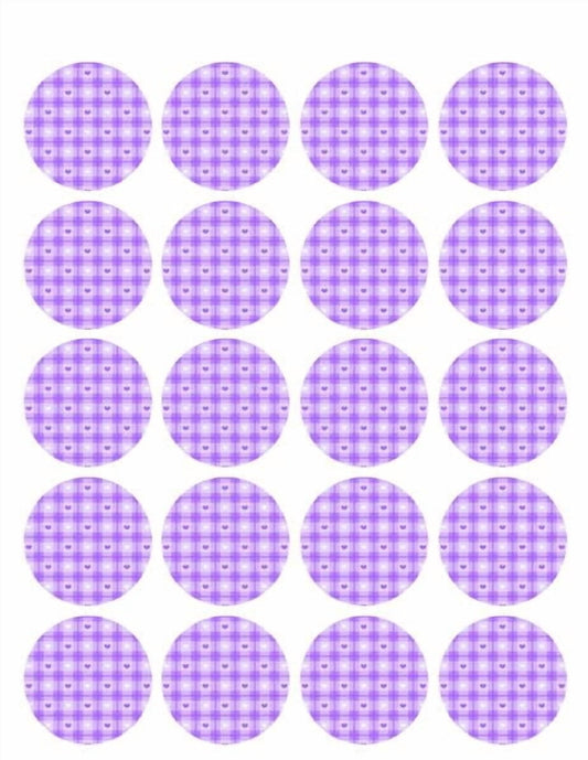 Purple & White Hearts Plaid Pattern Edible Image Photo Cupcake & Cookie Toppers by TNCT (20 Count)