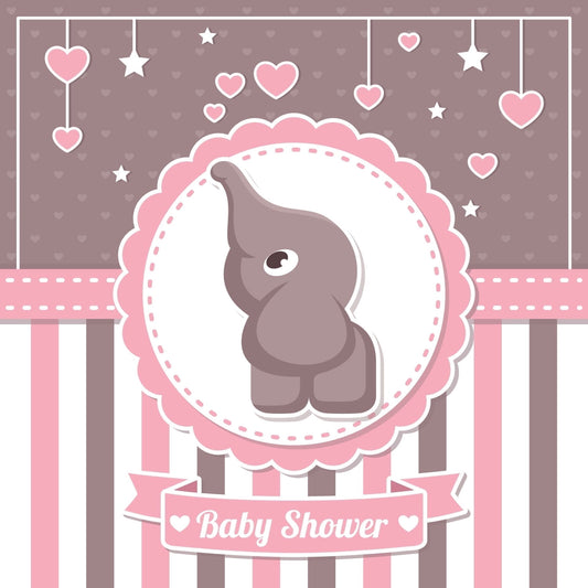 Baby Elephant Hearts Stars Stripes Edible Image Cake Topper by TNCT (20 Count)