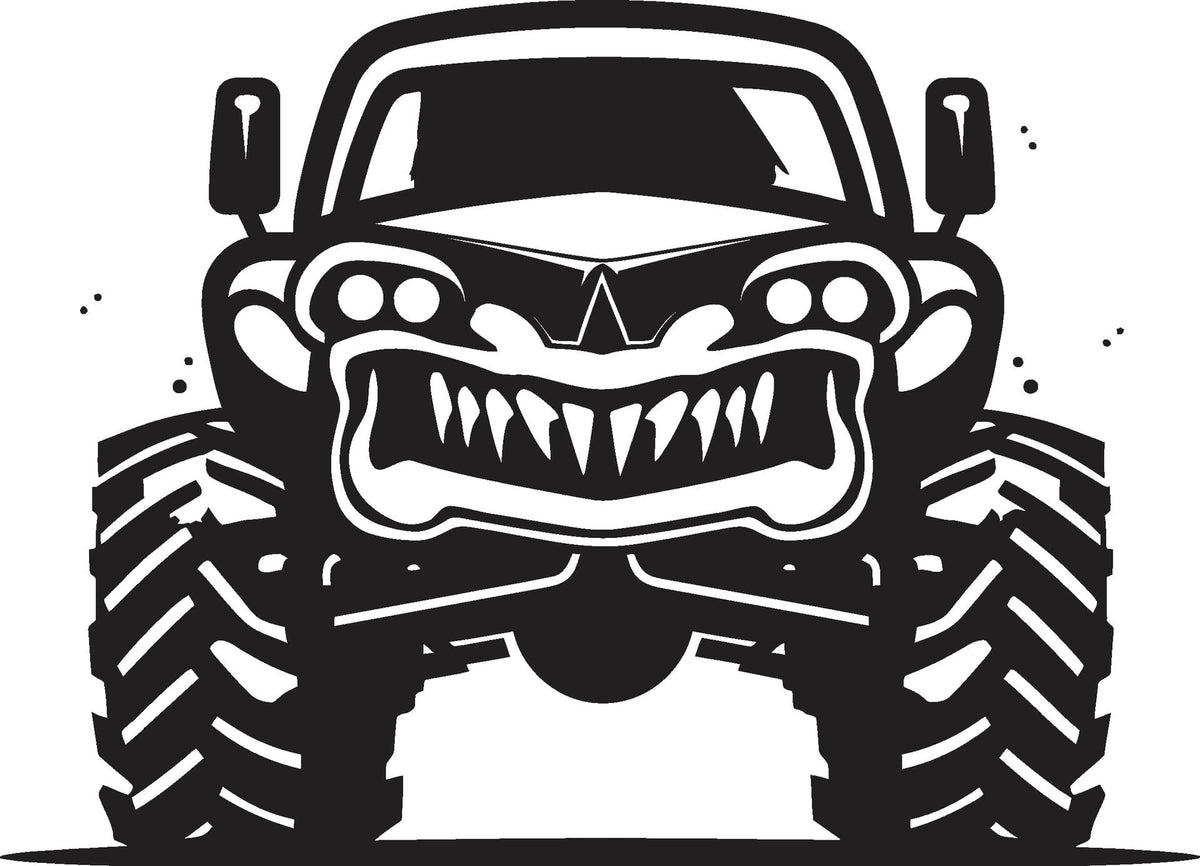 Black Monster Wheels Truck Silhouette with Sharp Teeth Birthday Photo Edible Image Cupcake and Cookie Toppers by TNCT (20 Count)