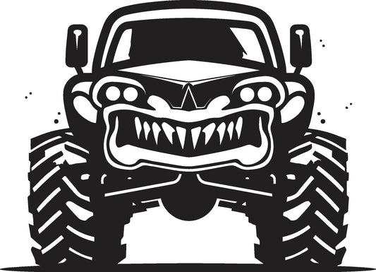 Black Monster Wheels Truck Silhouette with Sharp Teeth Birthday Photo Edible Image Cupcake and Cookie Toppers by TNCT (20 Count)