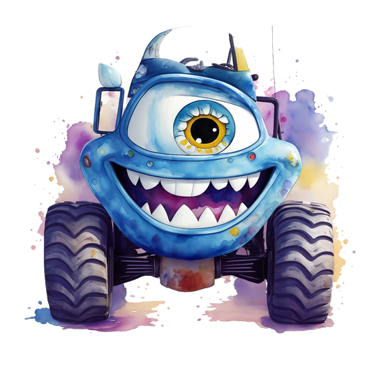 Blue Truck with One Eye Smiling Birthday Photo Edible Image Cupcake and Cookie Toppers by TNCT (20 Count)