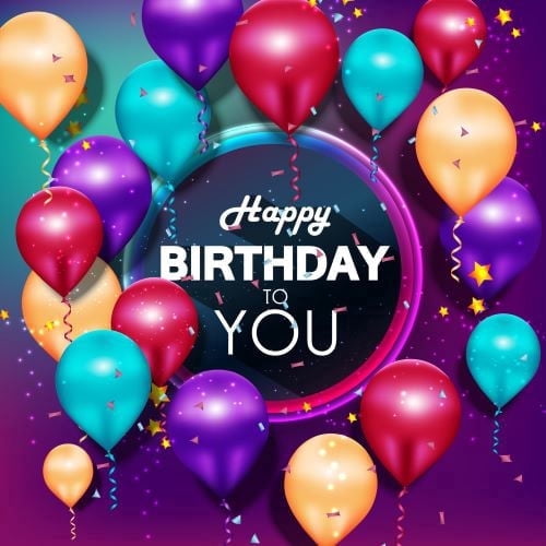 Bright Happy Birthday to you Design with Balloons & Confetti Photo Edible Image Cupcake and Cookie Toppers by TNCT (20 Count)