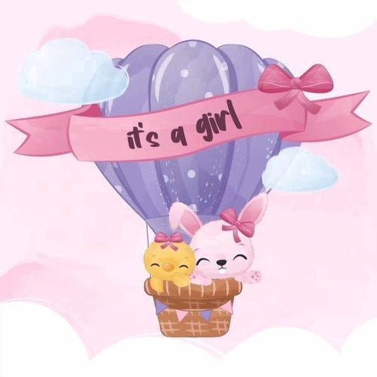 Baby Chick and Rabbit Hot Air Balloon Edible Image Cake Topper, by TNCT (20 Count)