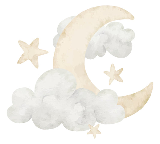 Watercolor Crescent Moon, Clouds & Stars Photo Edible Image Cupcake and Cookie Toppers by TNCT (20 Count)