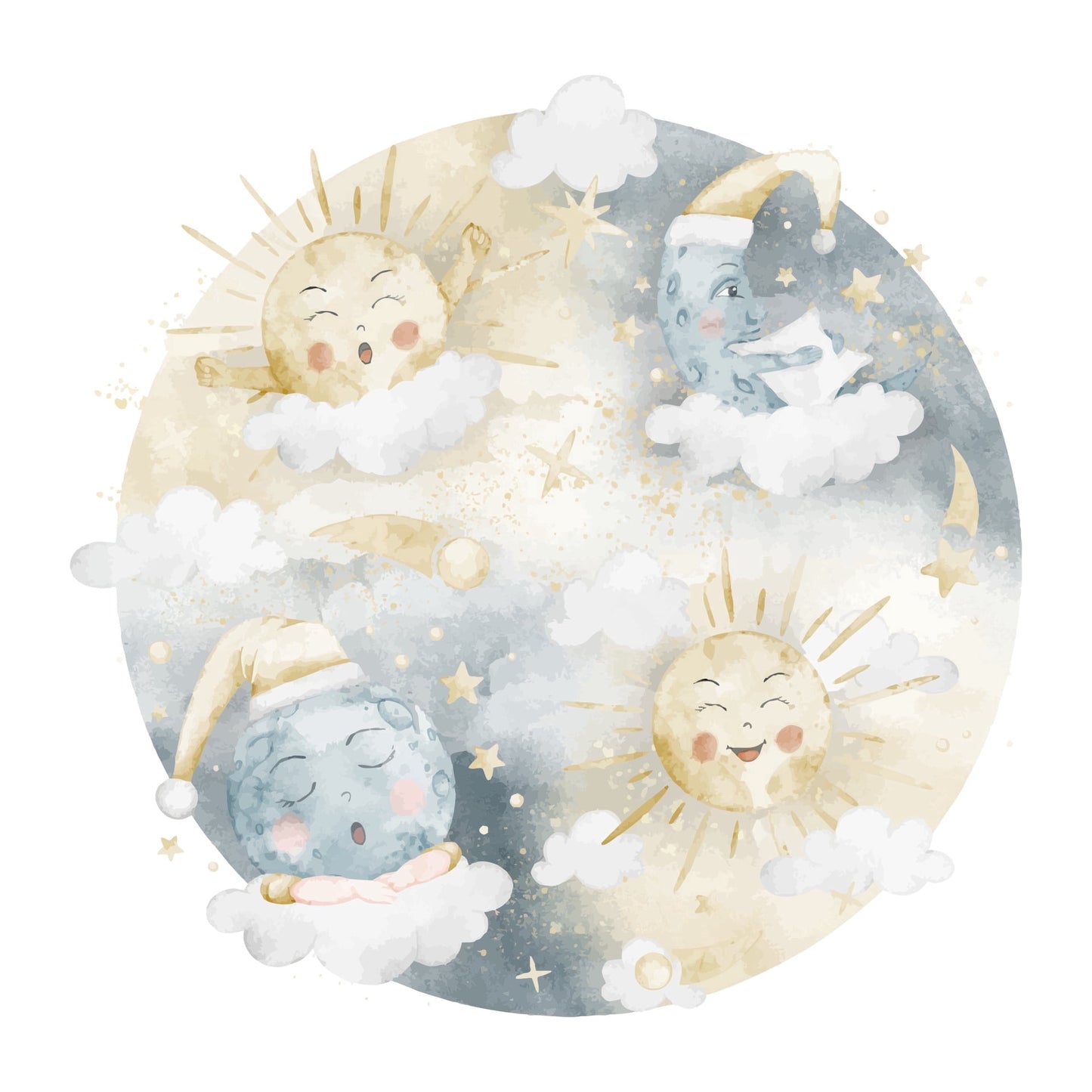 Watercolor Moon, Sun & Stars Photo Edible Image Cupcake and Cookie Toppers by TNCT (20 Count)