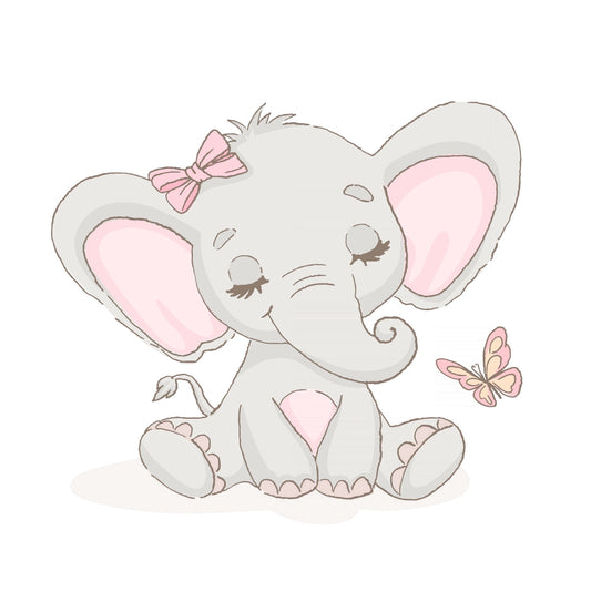 Watercolor Sweet Baby Elephant & Butterfly Photo Edible Image Cupcake and Cookie Toppers by TNCT (20 Count)