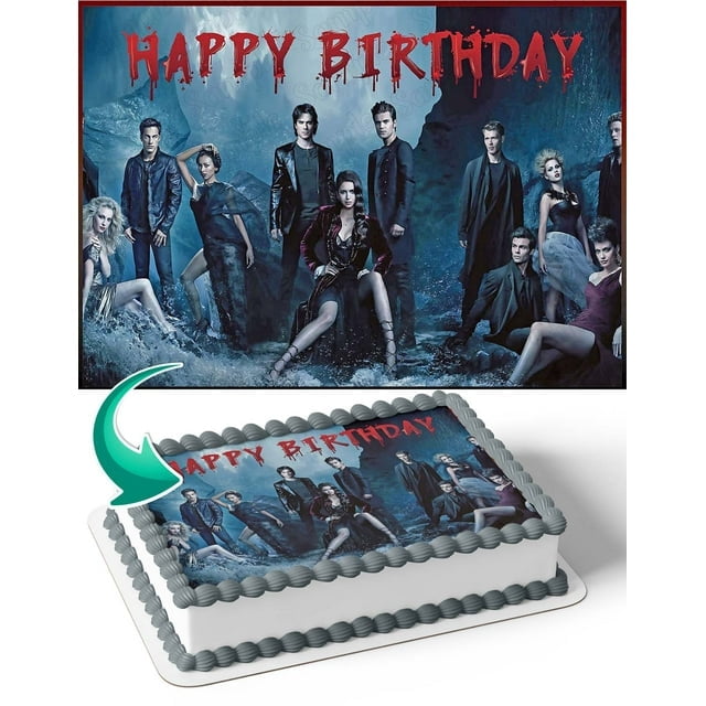 The Vampire Diaries VP Happy Birthday Edible Image Cake Topper For Half Sheet Cake By TNCT