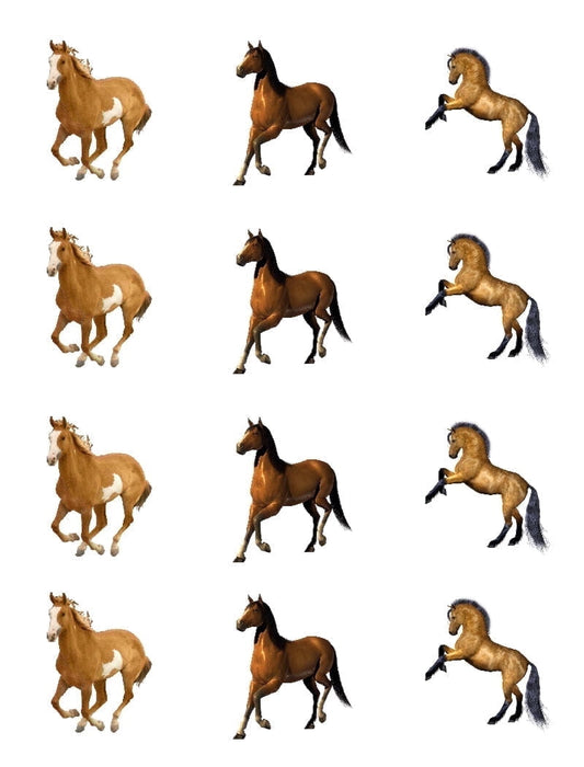 12 Count Assorted Horses Cupcake Toppers Edible Cupcake Topper Images ABPID53615