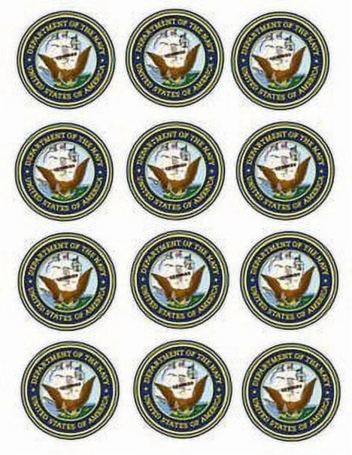 12ct US Navy Corp EdibleFrosting Image Cupcake or Cookie Toppers