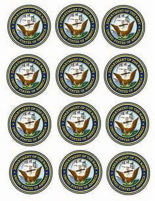 12ct US Navy Corp EdibleFrosting Image Cupcake or Cookie Toppers