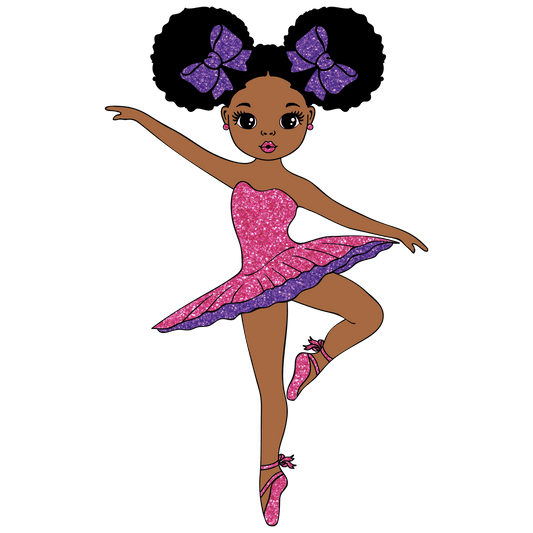 African American Cartoon Girl Ballerina Edible Image Cupcake & Cookie Toppers, by TNCT (12 Count)