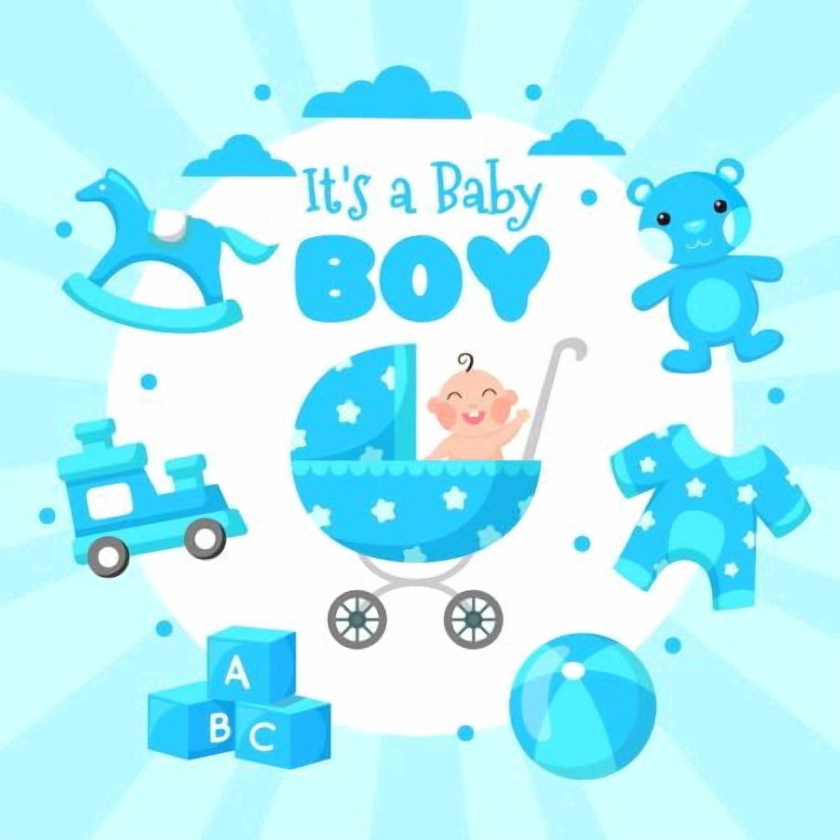 Baby Boy Edible Image Cupcake & Cookie Toppers, by TNCT (12 Count)