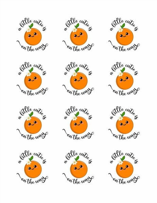 Little Cutie is on the Way Edible Image Cupcake Toppers, By TNCT (12 Count)
