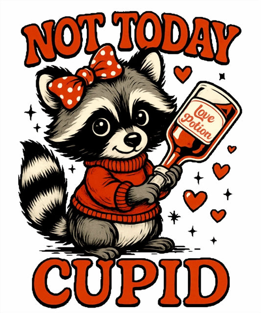 Raccoon with Love Potion Bottle - not Today Cupid Edible Image Cupcake & Cookie Toppers, by TNCT (12 Count)