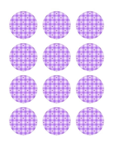 Plaid & Hearts Edible Image Cupcake & Cookie Toppers, by TNCT (12 Count)