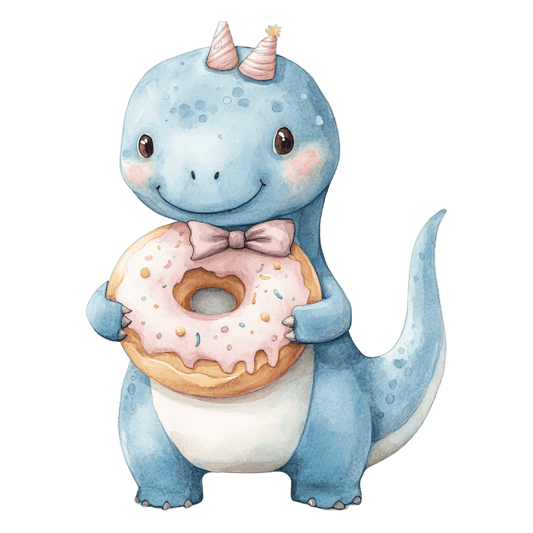 Baby Blue Dinosaur Edible Image Cupcake & Cookie Toppers, by TNCT (12 Count)