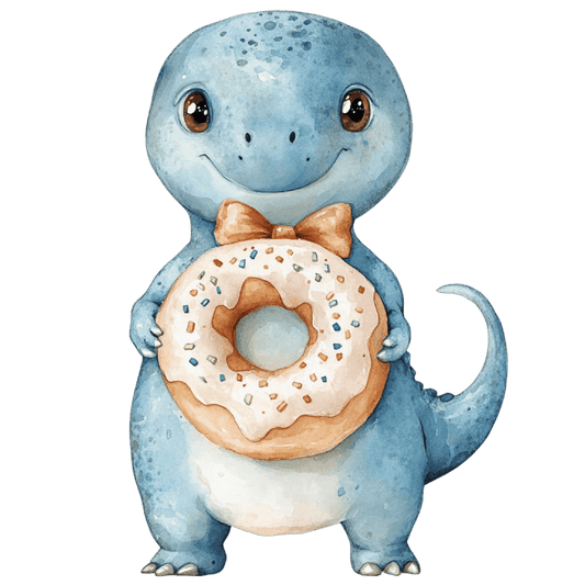 Baby Blue Dinosaur Edible Image Cupcake & Cookie Toppers, by TNCT (12 Count)
