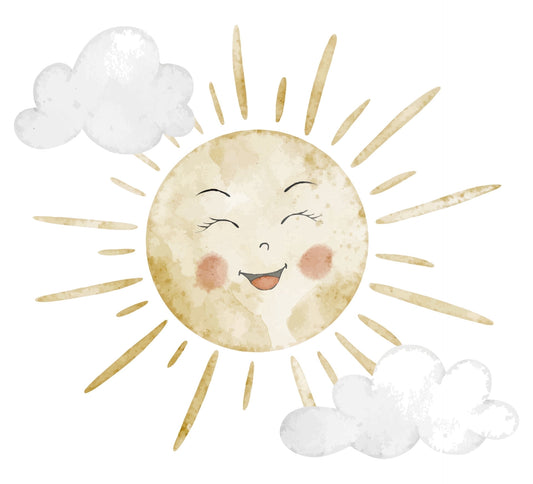 Watercolor Sun In Clouds Edible Image Cupcake & Cookie Toppers, by TNCT (12 Count)