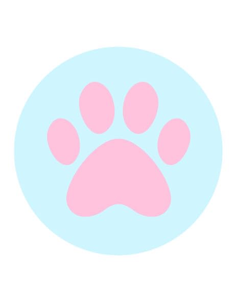 7.5" Pre-Cut Round Pink & Blue Paw Edible Image!