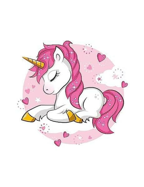 9.5" Round Pre-Cut Pink Unicorn In Clouds Birthday Edible Image Cake Topper By TNCT