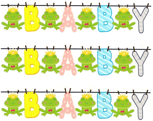 3 ~ Baby Shower Clothesline & Frog Designer Strip ~ Edible Cake / Cupcake Topper!!!