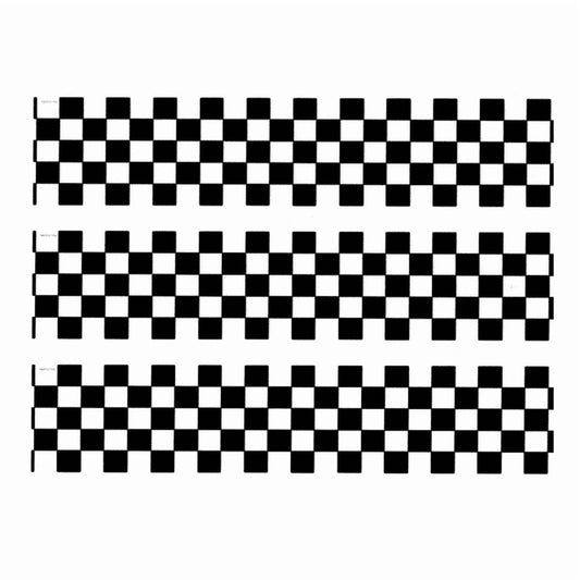 3 Pre-Cut Black & White Checkered Flag Side Strip Edible Image Cake Toppers By TNCT