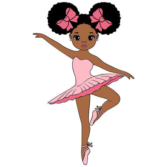 African American Cartoon Girl Ballerina Edible Image Cake,Cupcake & Cookie Toppers, by TNCT (6 Count)