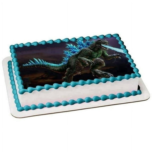 Blue Godzilla Breathing Ice Lightening Edible Image Cake, Cupcake & Cookie Toppers, by TNCT (6 Count)