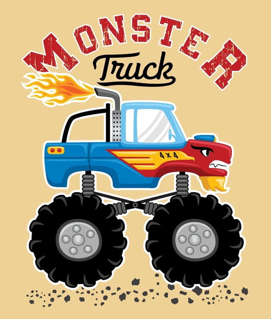 Cartoon Blue Monster Truck Driving Edible Image Cake,Cupcake & Cookie Toppers, by TNCT (6 Count)