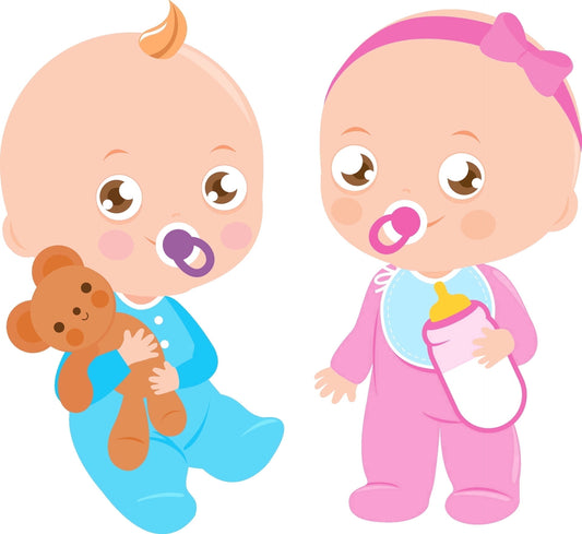 Baby Boy & Girl with Teddy Bear Edible Image Cake,Cupcake & Cookie Toppers, by TNCT (6 Count)