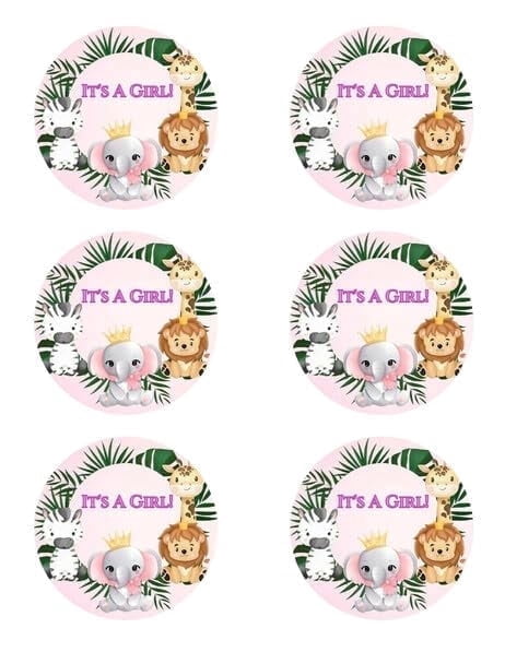 Its a Girl Safari Jungle Edible Image Cake, Cupcake & Cooke Toppers, by TNCT