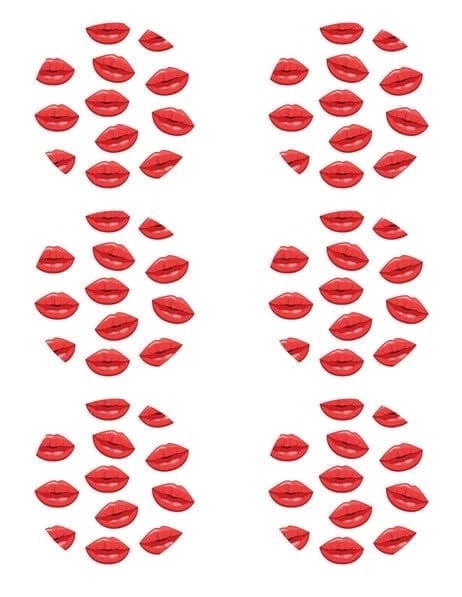 Red Kissy Lipstick Pattern Edible Image Cake, Cupcake & Cookie Toppers by TNCT, (6 Count)