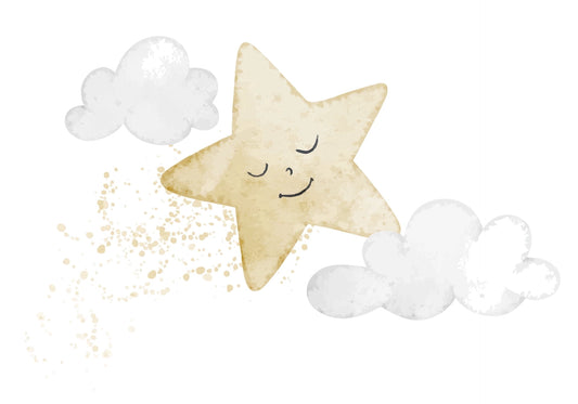 Watercolor Star & Clouds Edible Image Cake,Cupcake & Cookie Toppers, by TNCT (6 Count)