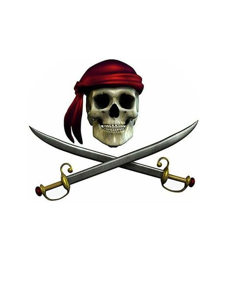 2" Round Pre-Cut Pirate Skull & Swords Edible Image Cupcake Toppers