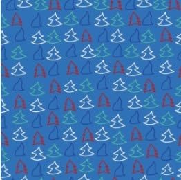 Small Christmas Trees on Blue Edible Chocolate Transfer Sheet for Chocolate Covered Strawberries and Bark, 1 Count
