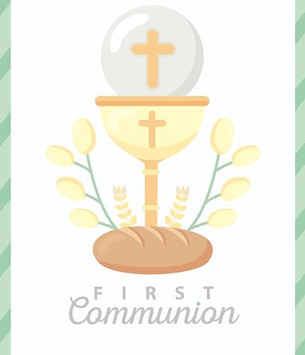 First Communion Design Edible Image Photo Cake Topper For Quarter Sheet Cake