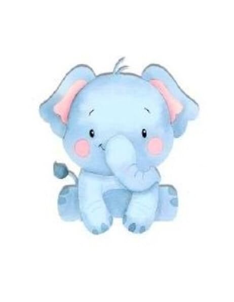 9.5" Pre-Cut Round Cute Blue Elephant Edible Image!!