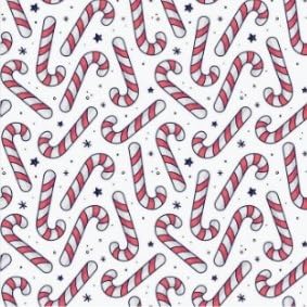Candy Canes and Snowflakes on White Edible Cocoa Butter Transfer Sheet for Chocolate Treats, 1 Count