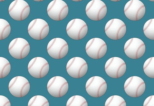 Baseballs with Blue Background Pattern Edible Image Photo Cake Topper For Quarter Sheet Cake