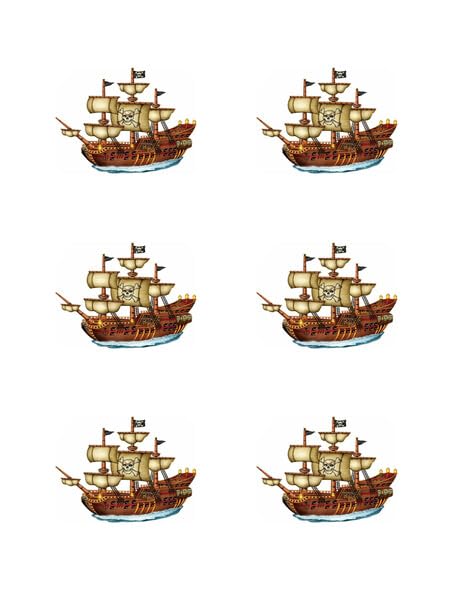 3" Round Pre-Cut Pirate Ship Edible Image Cupcake Toppers