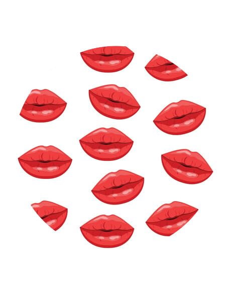 7.5" Pre-Cut Round Red Kissy Lipstick Pattern Edible Image Photo Cake Topper