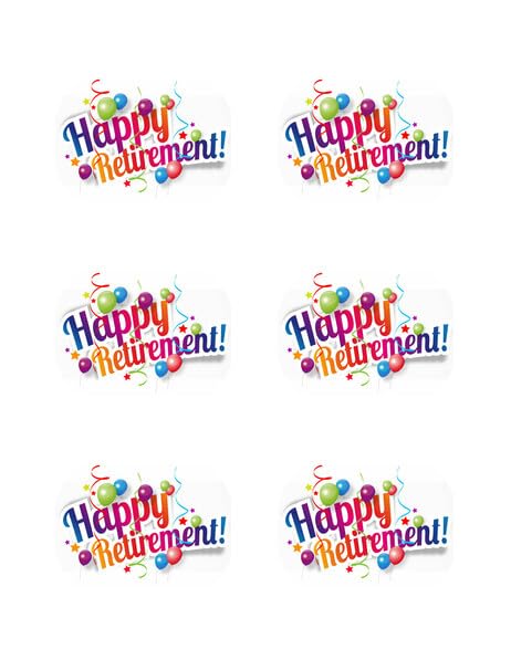 3" Round Pre-Cut Happy Retirement Edible Image Cupcake Toppers