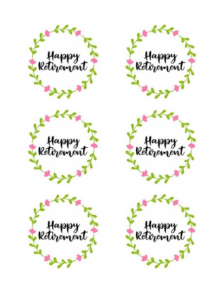 3" Pre-Cut Round Happy Retirement Edible Image Cupcake Toppers