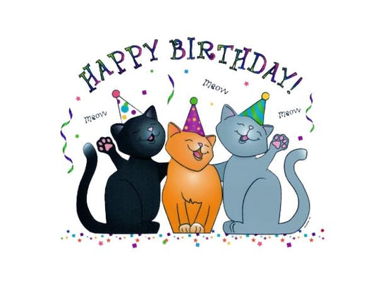 Happy Birthday Cats Edible Image Cake Topper For Your Quarter Sheet Cake