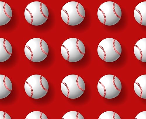 Baseballs with Red Background Pattern Edible Image Photo Cake Border Strips 3 Pre Cut Strips Per Sheet 2.6″ x 10.5"