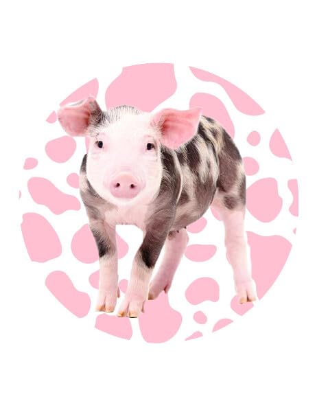 9.5" Pre-Cut Round Spotted Pig With Pink Edible Image